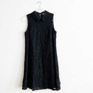 Nanette Lepore Women’s Peter Pan Collar Lace Shift Dress Sleeveless Black 10